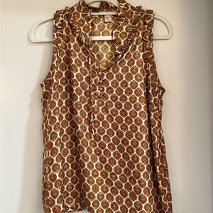 J. Crew Silk Ruffle-Neck Sleeveless Blouse